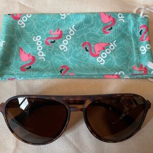 Womens Goodr Tortoise Shell Sunglasses with Flamingo Case